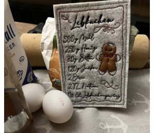 ADVENTSKALENDER 23. Dezember - Stickserie - ITH Postkarte Lebkuchenrezept